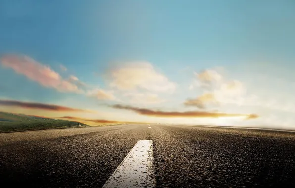 Road, the sky, horizon