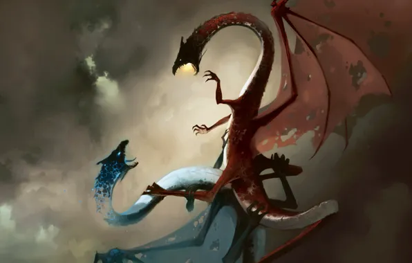 The sky, dragon, fantasy, battle