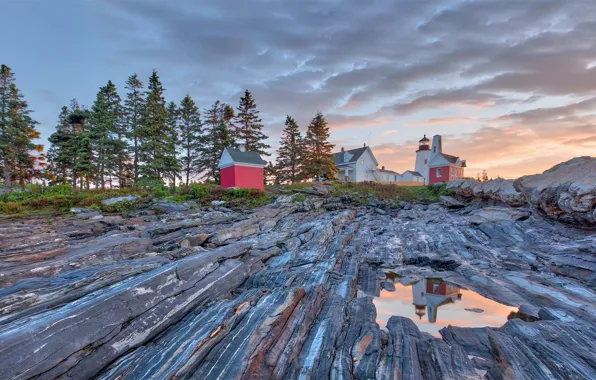 Picture lighthouse, USA, Man, Pemaquid Point Lighthouse