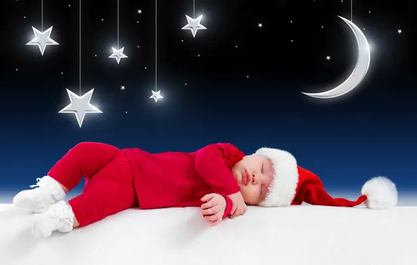 Picture stars, children, the moon, clothing, baby, New year, moon, new year