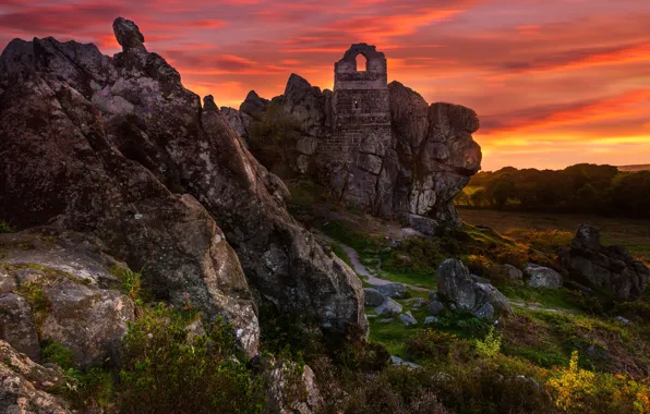 Picture sunset, stones, rocks, ruins
