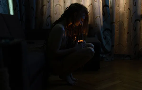 Model, candle, curtains, Andrey Frolov, Sophie Laen