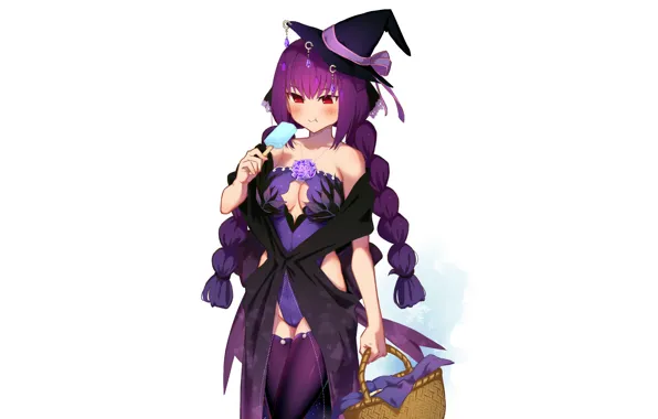 Girl, sexy, cleavage, thighhighs, long hair, boobs, anime, beautiful