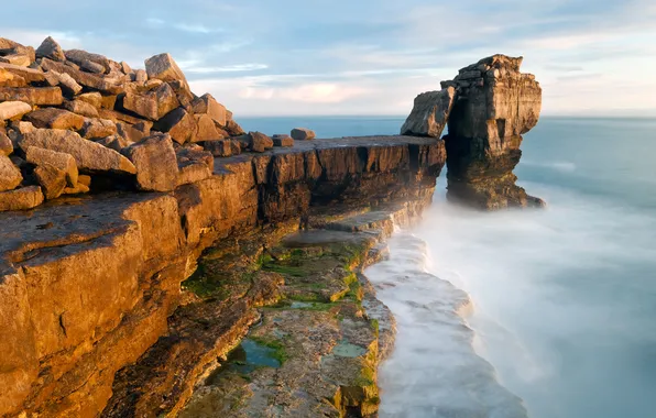 Picture sea, stones, rocks, England, Dorset