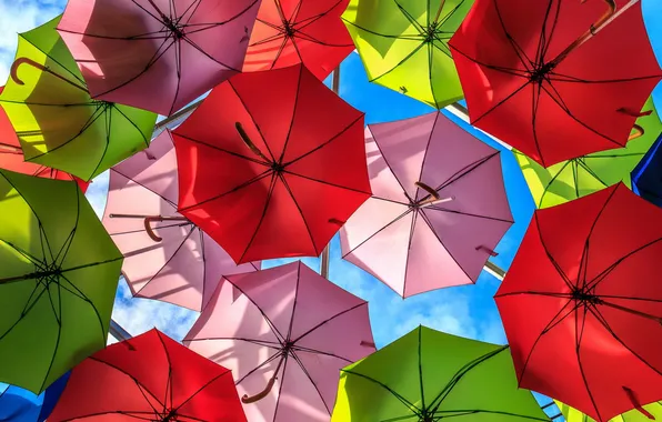 Picture the sky, background, umbrellas