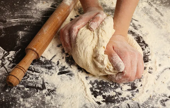 Picture bread, table, flour, cooking