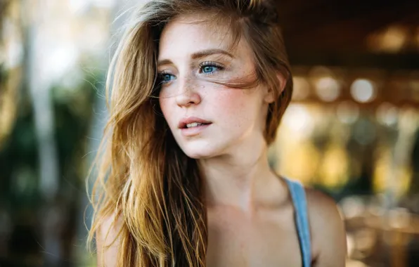 Portrait, freckles, Emily Techera