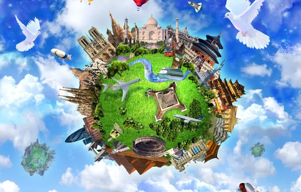 Earth, the world, planet, pigeons, wonders of the world