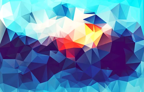 White, line, blue, red, yellow, blue, triangles, angle