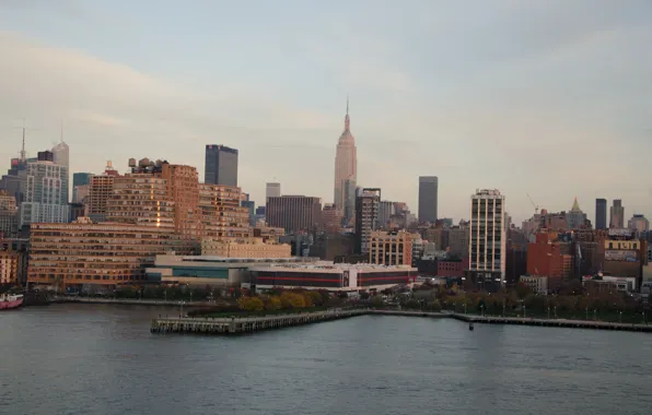 Picture sea, city, building, the evening, USA, USA, promenade, sea