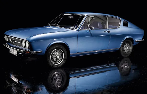 Audi, Reflection, Auto, Blue, Retro, Machine, 100, Audi 100
