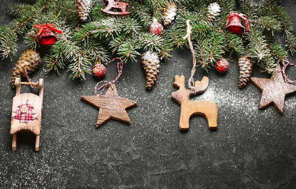 Snow, decoration, new year, Christmas, Christmas, wood, winter, snow