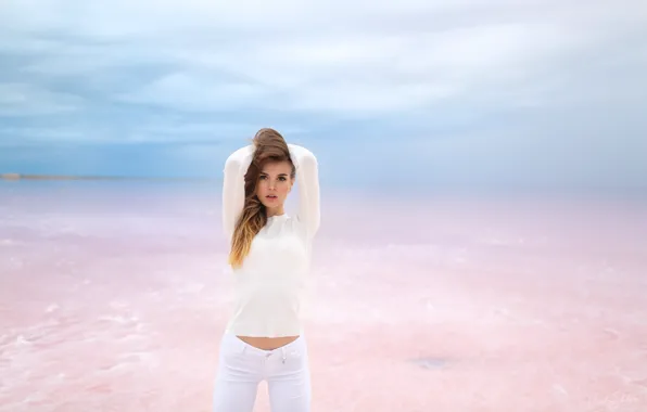 Sea, look, girl, pose, model, hair, figure, beautiful