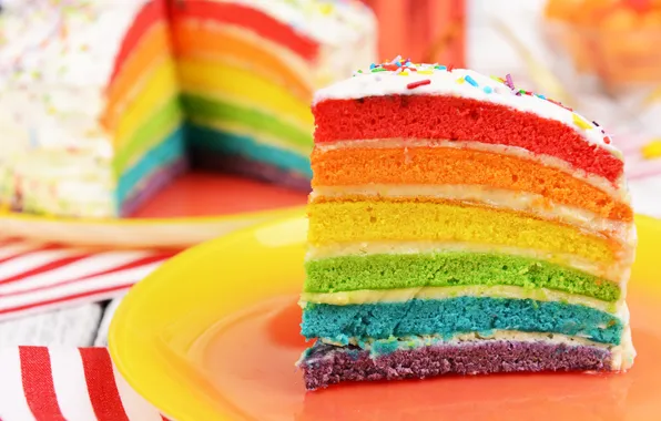 Picture rainbow, colorful, cake, rainbow, cake, Happy, Birthday, Birthday