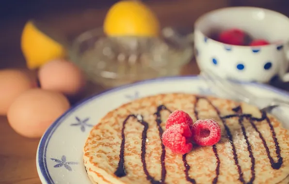 Berries, plate, pancakes