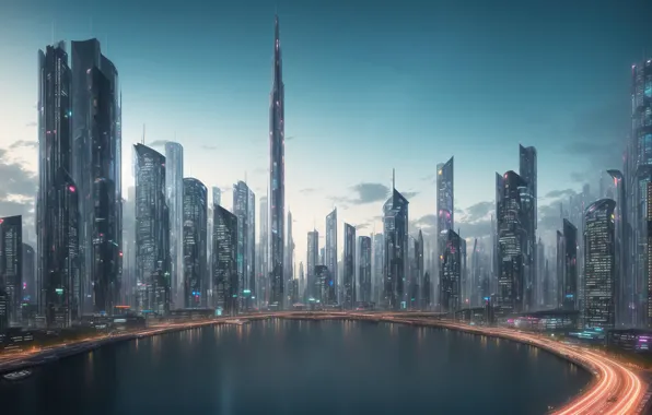 City, future, landscape, art, fantastic, digital art, Futuristic, utopia