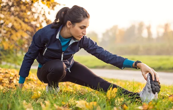 Woman, fitness, sneakers, training