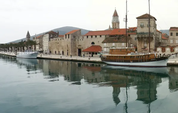 Picture sea, promenade, Croatia, old town, Jadran, Trogir