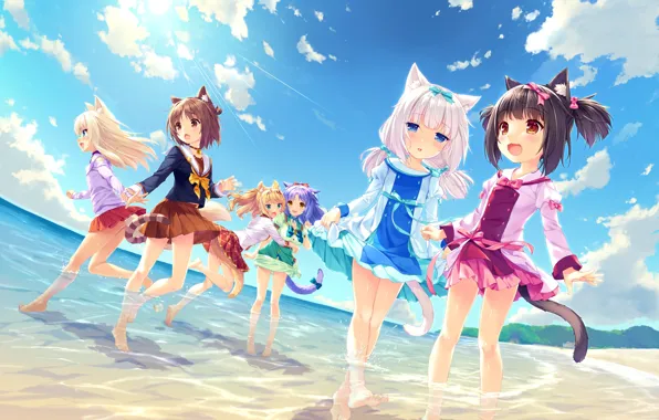 Water, Beach, Girls, Summer, Nekopara