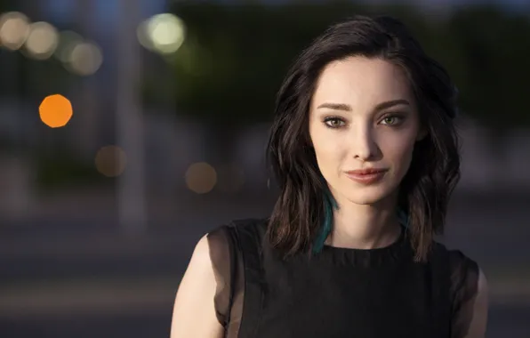 Picture girl, face, background, makeup, blouse, bokeh, Emma Dumont, Emma Dumont