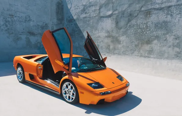 Lamborghini, Orange, Front, Diablo, Supercar, Diablo VT, Open Door