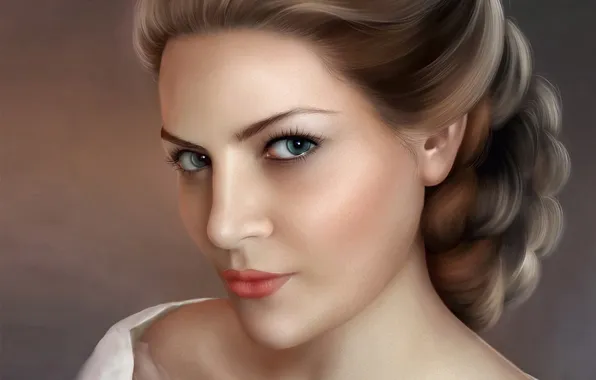 Look, girl, eyelashes, hair, portrait, art, hairstyle