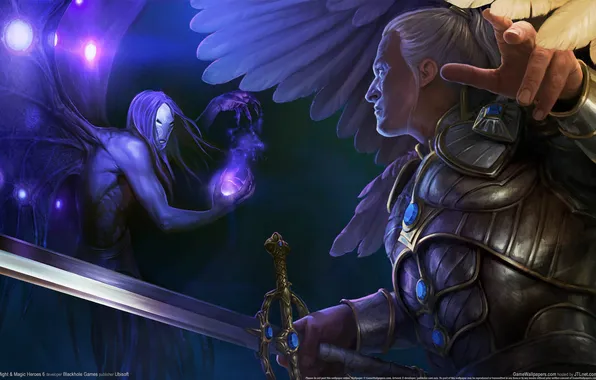 Wings, sword, Heroes of might and Magic 6, game wallpapers, Heroes of Might and Magic …