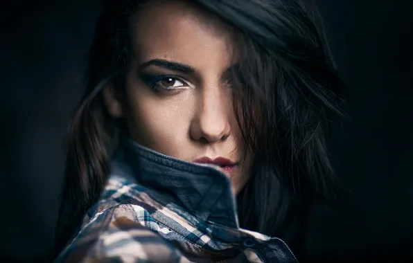 Portrait, makeup, bokeh, brown-eyed