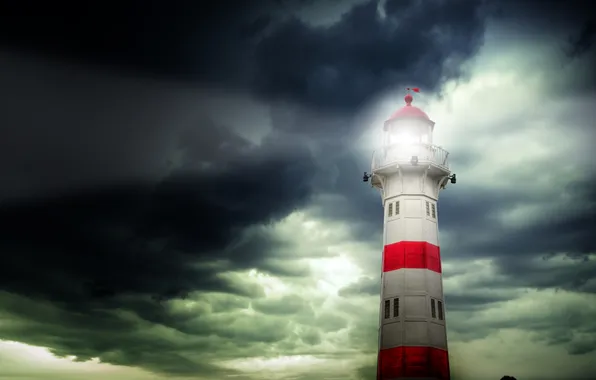 Picture light, clouds, lighthouse, the evening, spotlight