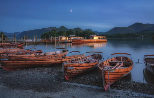 Blue Hour, Boats, Derwent water, English Lake Distict