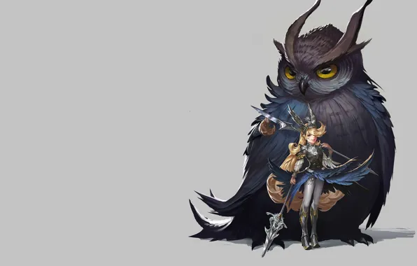 Picture owl, the game, art, driving, mount, costume design, Chen Wang, Owl