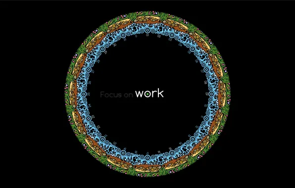 Picture patterns, round, Black background, focus on work