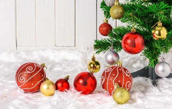 Holiday, balls, tree, New year, decor, Christmas