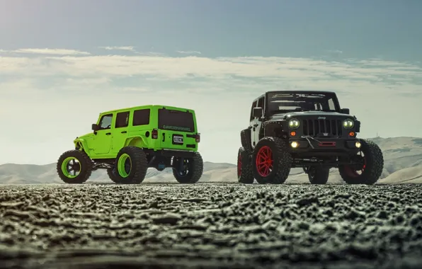 Picture Green, Front, Black, Forged, Custom, Wrangler, Jeep, Wheels