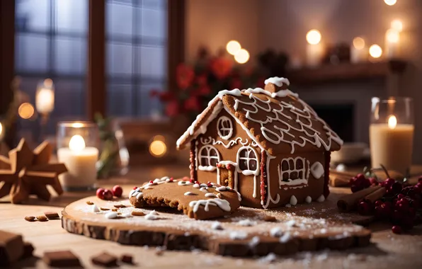Table, cookies, Christmas, New year, figures