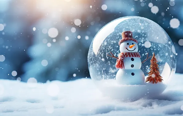 Picture winter, snow, Christmas, New year, snowman, Christmas, winter, merry