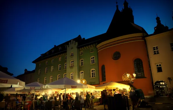 The sky, lights, home, the evening, area, Poland, Krakow, small market