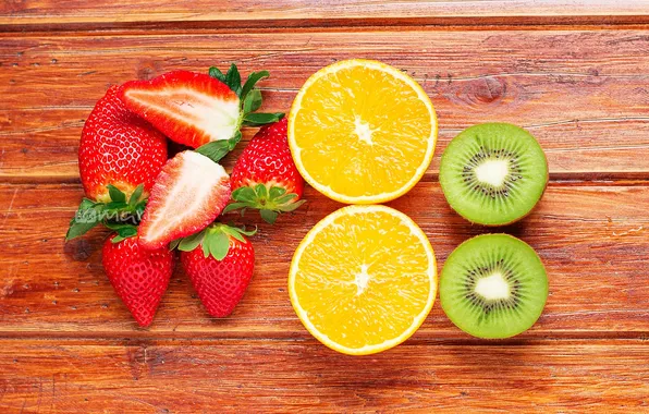 Picture orange, kiwi, strawberry, berry