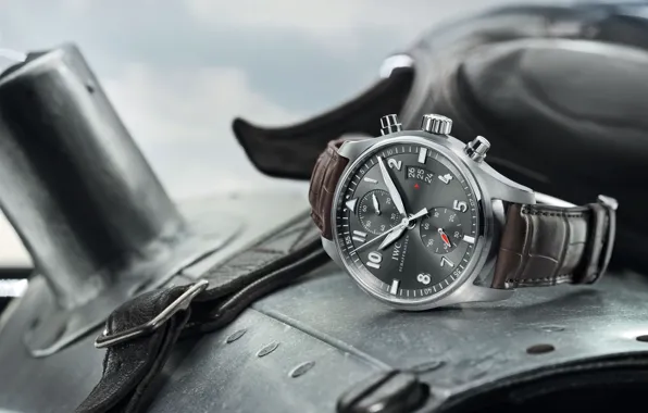 Picture the plane, watch, helmet, Spitfire, IWC, Chronograph