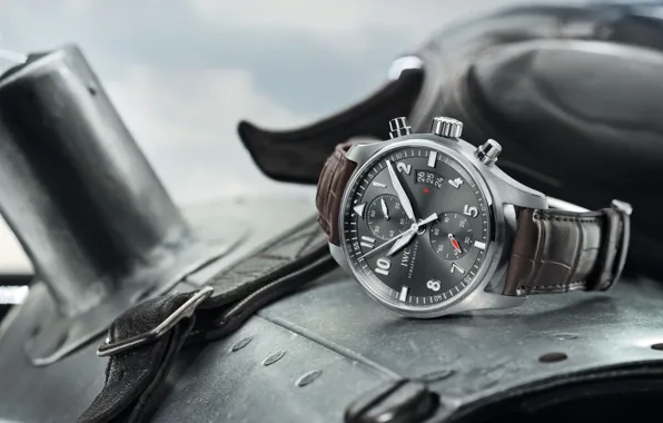 The plane, watch, helmet, Spitfire, IWC, Chronograph