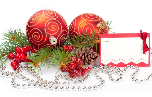 Berries, balls, branch, tree, bumps, Christmas decorations