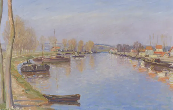 Picture landscape, river, picture, The Banks Of The Seine, Georges Henri Manzana Pissarro, Georges-Henri Manzana-Pissarro