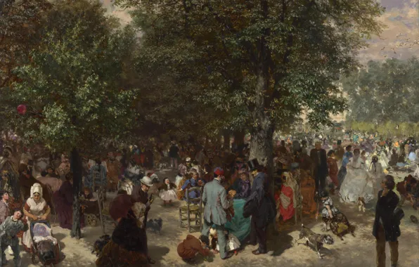 Picture picture, Adolf von Menzel, Afternoon in the Tuileries garden, Adolph Menzel
