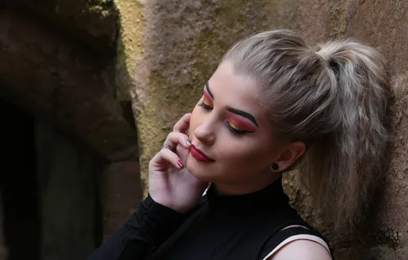 Makeup, blonde, hairstyle