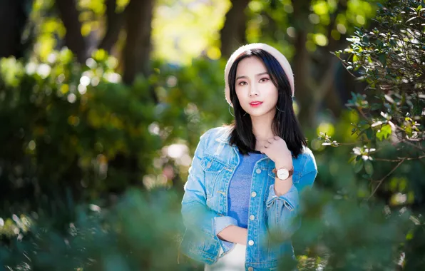 Look, girl, Asian, cutie, bokeh