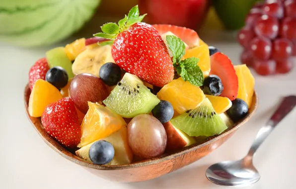 Picture berries, kiwi, blueberries, strawberry, grapes, dessert, grape, strawberry