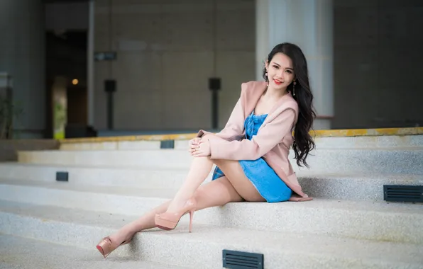 Girl, smile, stage, legs, Asian, cutie
