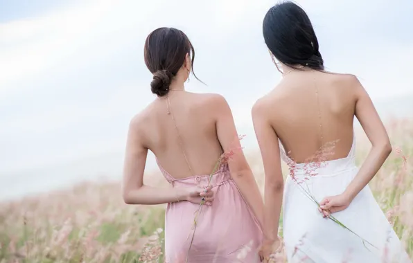 Grass, girls, Asian girls