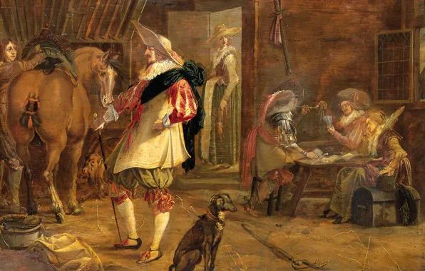 Oil, interior, picture, Coaching Inn, 1640, F. Jansen