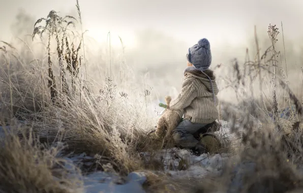 Winter, bike, boy